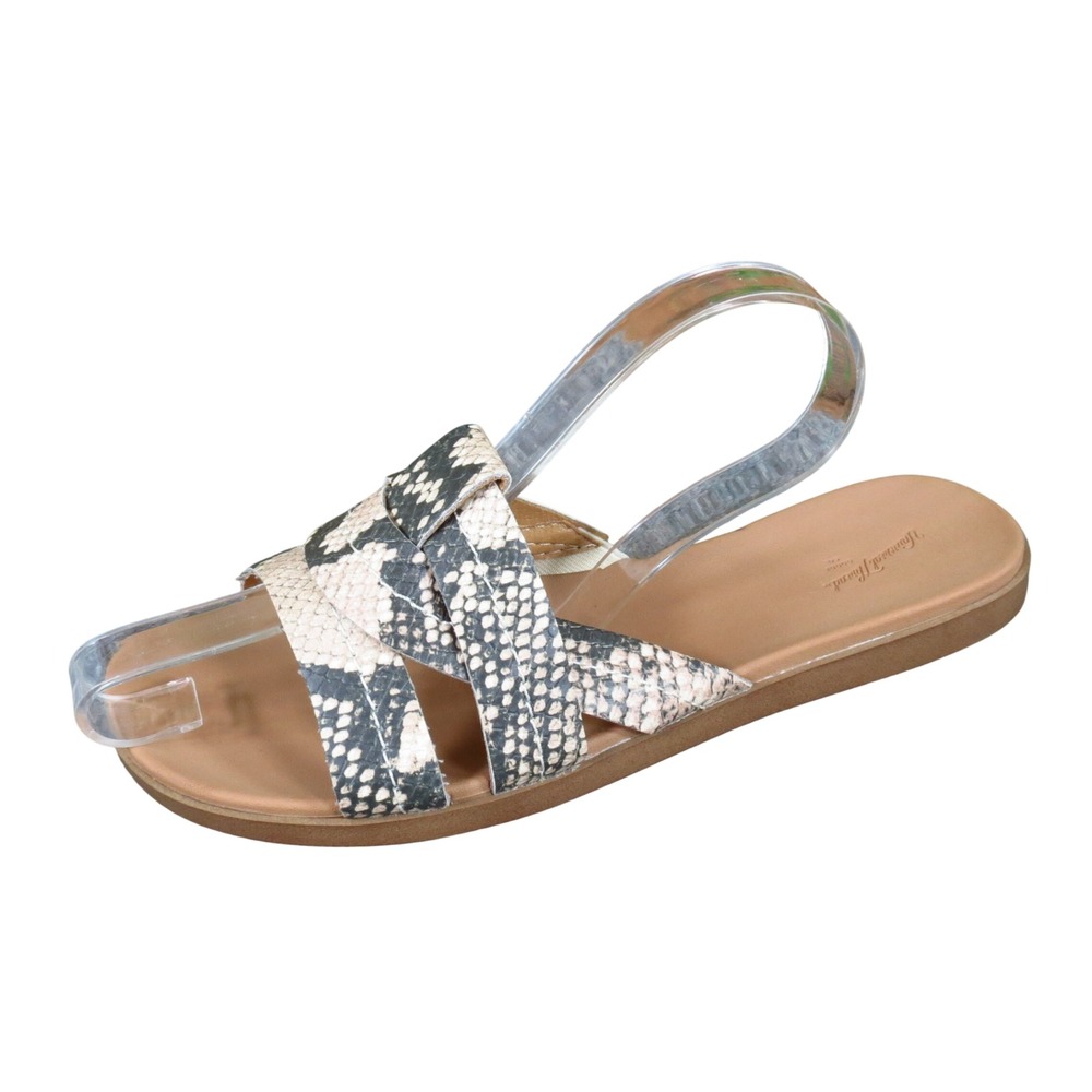 Universal Thread Women Slide Sandals Size 7 Summer Snake Print Tan Black Cream